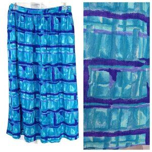 Vintage Alfred Dunner Straight Skirt Women Size 8 Blue-Green Purple Modest Long